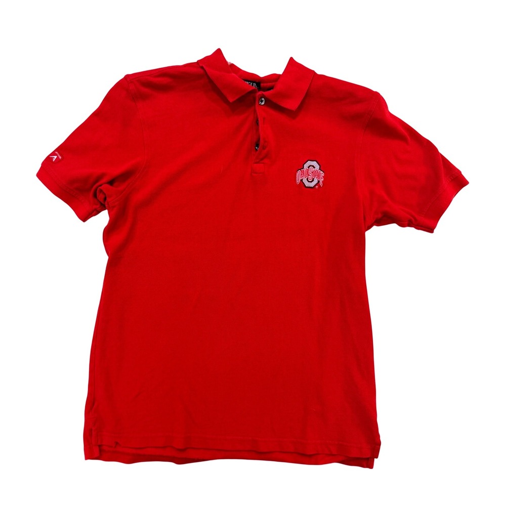Vintage Antigua Ohio State Buckeyes Men's MED Red Polo Shirt‎ Embroidered OSU